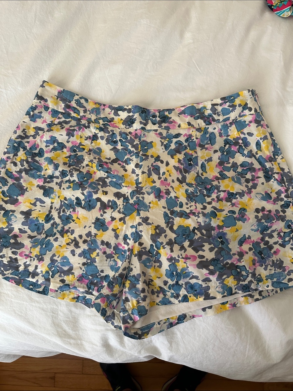 TCEC Floral Print Shorts in Blue, Yellow & Pink